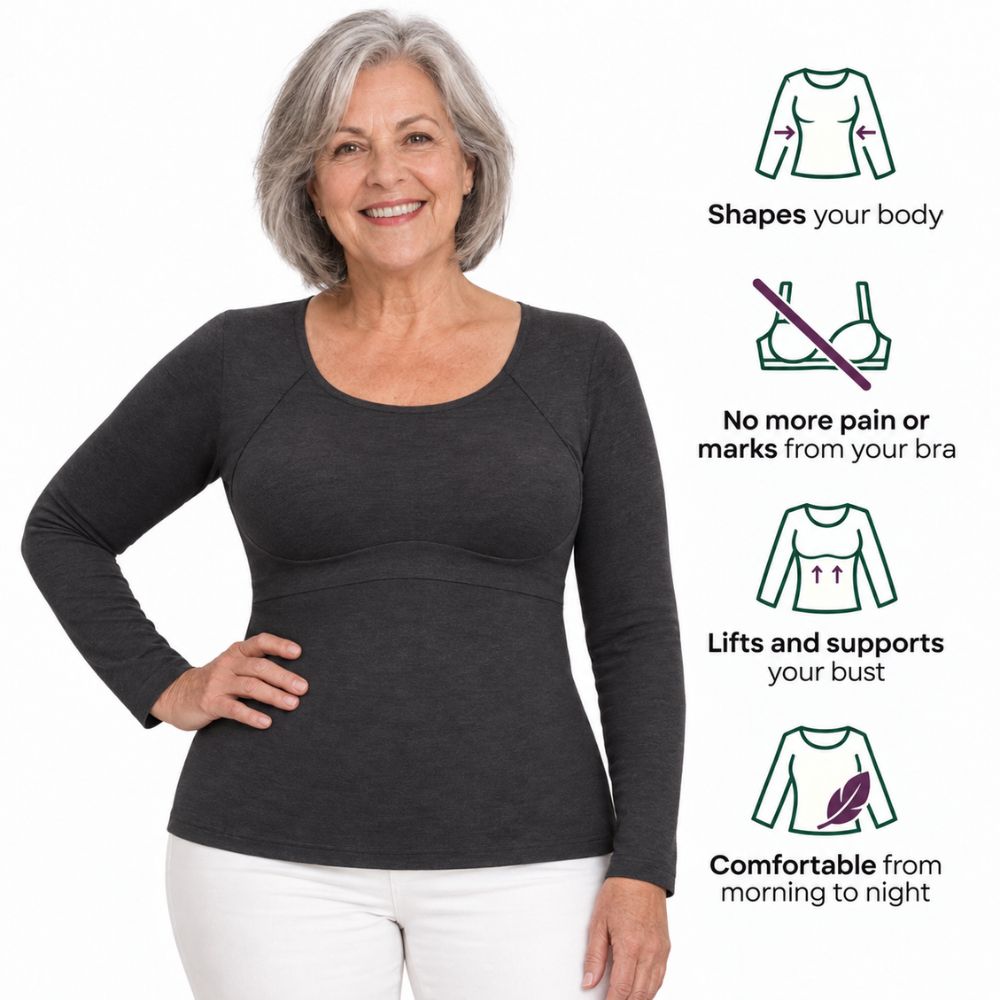 Built-In Bra Long Sleeve Comfort T-Shirt